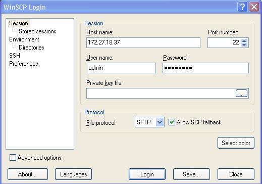 WinSCP Default settings
