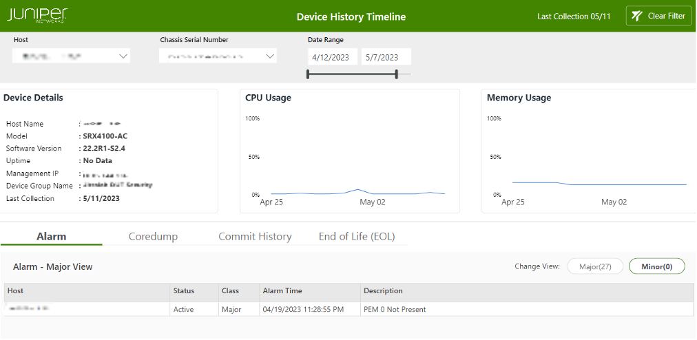 Example Device History Timeline