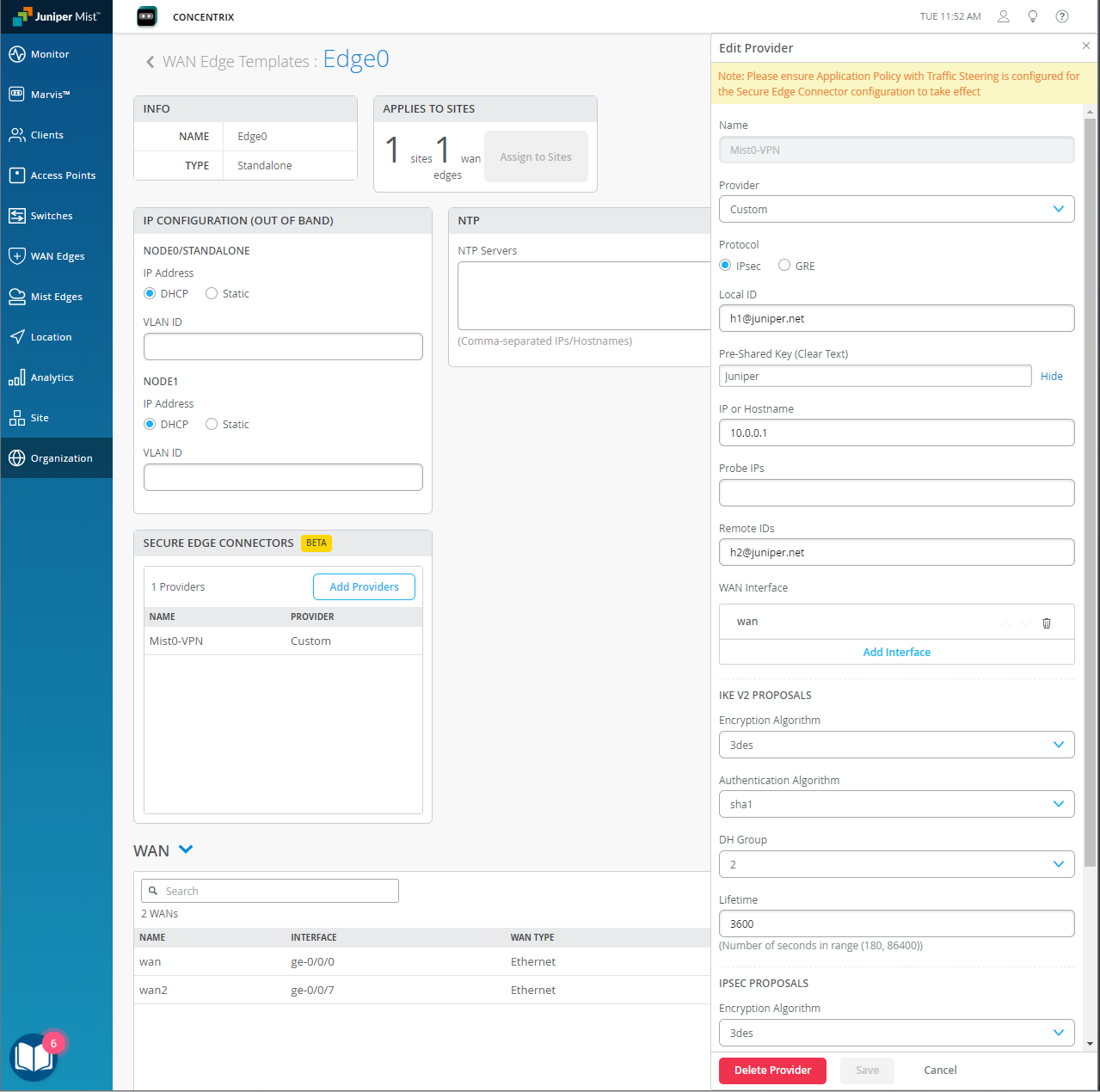 Custom MistUI VPN