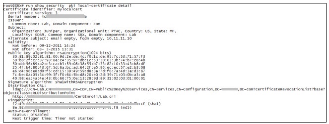 Sample show security pki local-certificate detail